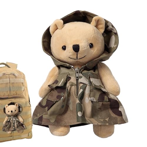 Weqizuerqi Tarnbär, Tarnbär, Teddybär, Cartoon-Camouflage, 7,87 Zoll, abnehmbares Kissen zum Sammeln, Dekoration des Schlafzimmers, Plüsch für Sofa, Bett und Erwachsene von Weqizuerqi