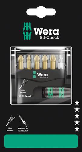 Wera Bit-Check 12 Wood 1 SB 05136390001 Bit-Set 1/4  (6.3 mm) inkl. Bithalter von Wera