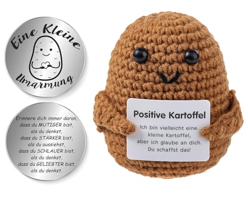 Werfunee Glücksbringer Positive Potato, Upgrade Große Positive Kartoffel Deutsch Pocket Hug, Mutmacher Gute Besserung Geschenk, Geschenke für Frauen, Beste Freundin Geschenke (Große Kartoffel) von Werfunee