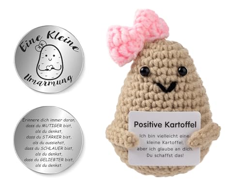 Werfunee Glücksbringer Positive Potato, Upgrade Große Positive Kartoffel Deutsch Pocket Hug, Mutmacher Gute Besserung Geschenk, Geschenke für Frauen, Beste Freundin Geschenke (Kartoffel) von Werfunee