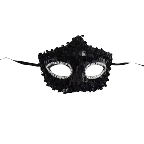 Wesaloes Maske Venezianisch Karneval Classic Augenmaske Maske Karneval Frauen Faschingsmasken Maskenball Masken Venezianische Maske Party Tanzball Gesichtsmaske (Black, One Size) von Wesaloes