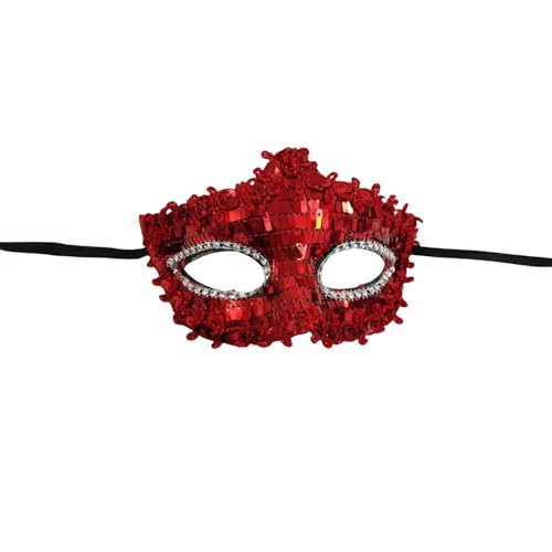 Wesaloes Maske Venezianisch Karneval Classic Augenmaske Maske Karneval Frauen Faschingsmasken Maskenball Masken Venezianische Maske Party Tanzball Gesichtsmaske (Red, One Size) von Wesaloes