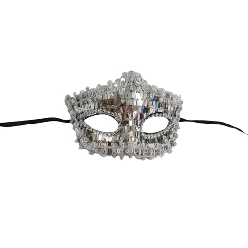 Wesaloes Maske Venezianisch Karneval Classic Augenmaske Maske Karneval Frauen Faschingsmasken Maskenball Masken Venezianische Maske Party Tanzball Gesichtsmaske (Silver, One Size) von Wesaloes