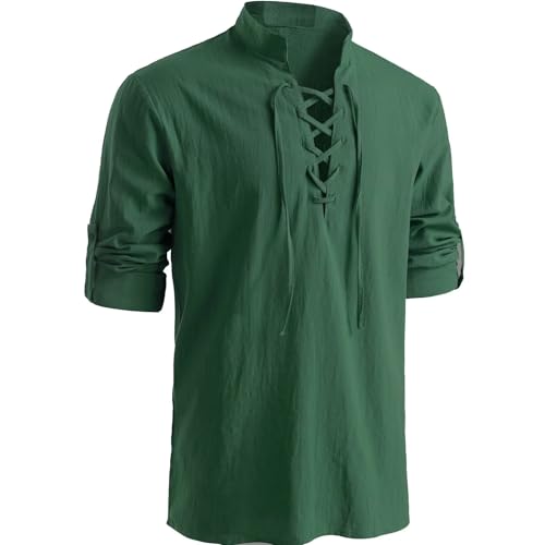 Westmall Herren Mittelalter Retro Stil Pirat Langarm Shirts Wikinger Stil Halloween Renaissance Kostüm AG-M von Westmall