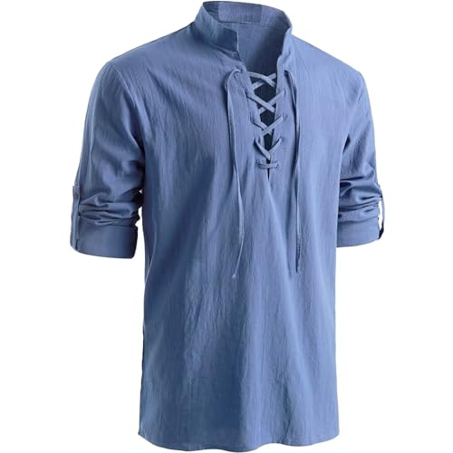 Westmall Herren Mittelalter Retro Stil Pirat Langarm Shirts Wikinger Stil Halloween Renaissance Kostüm BU-S von Westmall