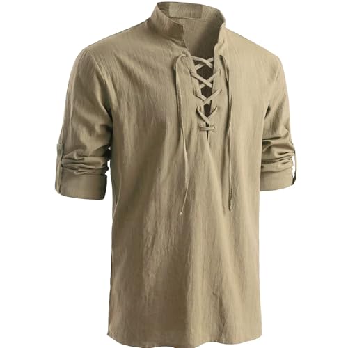 Westmall Herren Mittelalter Retro Stil Pirat Langarm Shirts Wikinger Stil Halloween Renaissance Kostüm KA-S von Westmall