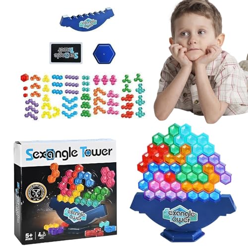 Wezalget Balance Stacking Game, Tower Balance Toy, Hexagonale Bausteine ​​Rätsel, Bildungsspielzeug für Kinder und Erwachsene, Partyzubehör für Familienspiele Nacht von Wezalget