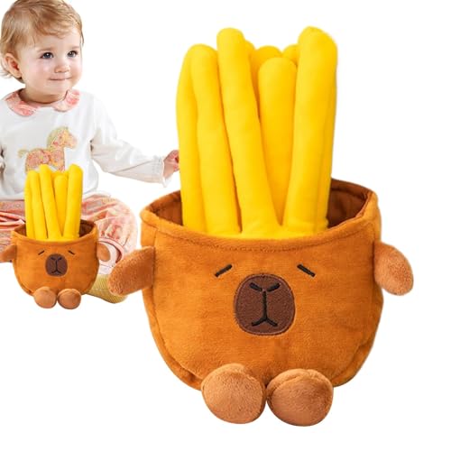 Wezalget Lebensmittel-Plüschtier-Anhänger, Capybara-Pommes-Plüsch - Weiche Stofftierpuppe | 25 cm großes Capybara-Plüschtier, tragbares Stofftier-Plüschtier für und Mädchen von Wezalget