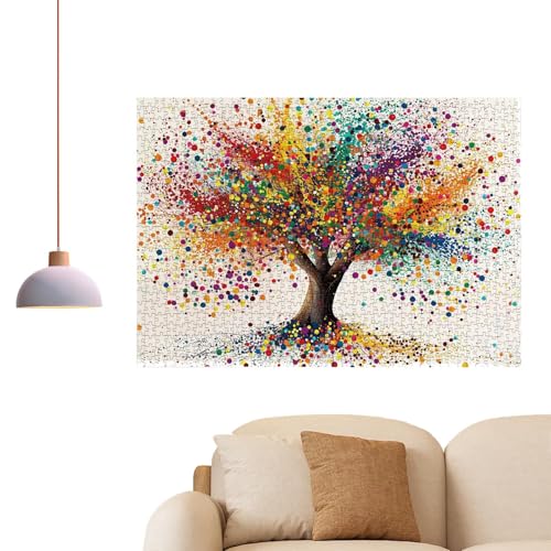 Wezalget Puzzle Baum, Baumpuzzles für Kinder,Lustiges zusammengebautes Puzzle | Set mit 1000 Puzzles für Erwachsene und Kinder, 27,6 x 19,7 Zoll Kunstpuzzle, farbenfrohe, herausfordernde Puzzles von Wezalget