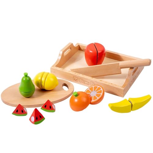 Wezalget Schneidespielzeug für Kinder,Schneidspielzeug für Kinder | Pretend Play Food Fruits Set | Obstspielzeug mit Spielzeugschneider und Schneidebrett, schneidbares Obst-Küchenspielzeug für das von Wezalget