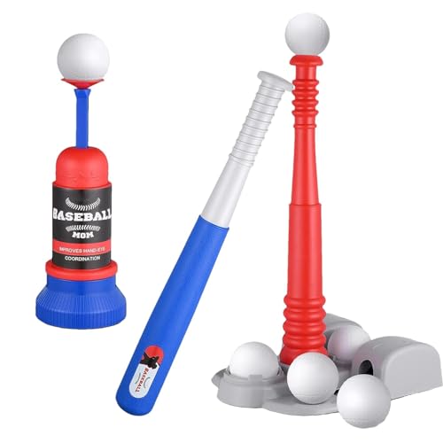 Wezalget Tee-Ball-Set,Kinder-Tee-Ball-Set - Baseball-Kleinkindspielzeug - Kleinkind-Tball-Set für Kinder im Alter von 3–5 Jahren, Verstellbarer Baseballschläger, pädagogisches Baseballspielzeug von Wezalget