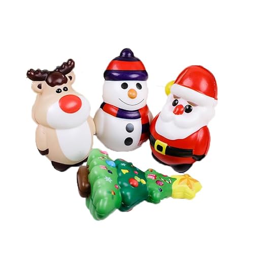 4 Stück Weihnachten Squishy Spielzeug, Stress Spielzeug Squishy Set Stressabbau, Nette Weihnachtsfreunde Charaktere Spielzeug Geschenke für Kinder Erwachsene Jungen Mädchen von Wffeila