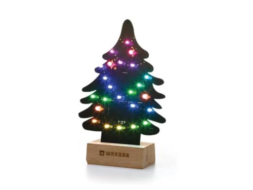 Whadda Löt- und Programmierbausatz, XL-Platine, Weihnachtsbaum, mit Holzhalter, Bildungs- und kreatives Mint-Bausatz von Whadda