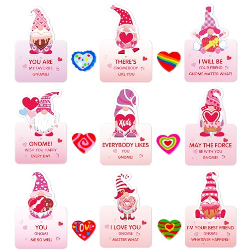 Whaline 36 Sets Valentinstagskarten Liebeswichtel Austauschkarten mit Radiergummis Klebepunkt für Hochzeitstag Klassenzimmer Party Gastgeschenk Schulpreis Auszeichnungen von Whaline