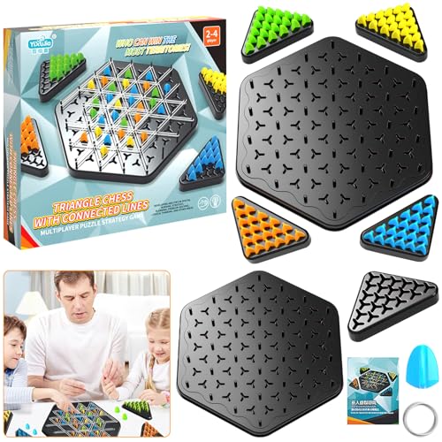 Whaline Taktikspiel mit Gummibändern - Interaktives Brettspiel Triggle, Kettendreieck Schach, Triggle Game Gummiband, Interaktives Steckspiel, Strategisches Denkspiel für die Ganze Familie von Whaline