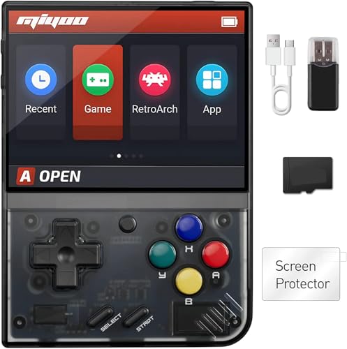 Whatsko Miyoo Mini Plus Handheld Spielkonsole,Miyoo Mini+ Retro Konsole Portable mit 20000+ Spiele,3.5 Zoll IPS Screen 3000mAh 64G Pocket Game Video Console,Unterstützt Wireless Gamepad(Schwarz) von Whatsko