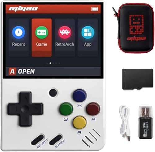 Whatsko MiyooMini V4 Handheld Spielkonsole,Miyoo-Mini Retro Konsole 64GB mit 10000 Spielen,Pocket Handheld Game Spielkonsole Cortex-A7 Linux System 2.8 Zoll IPS Screen 2000mAh(Weiß) von Whatsko