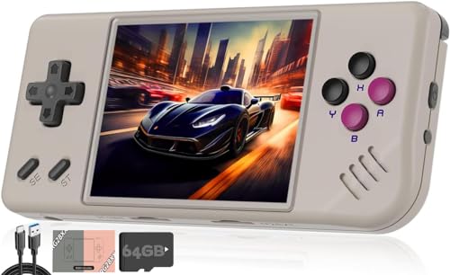 Whatsko RG28XX Handheld Spielkonsole,Retro Konsole 2.83 Inch IPS Screen 3100mAh,Linux System Built-in 64G Karte 5516+ Spiele,Support HDMI TV Output und Multimedia Application(Grau) von Whatsko