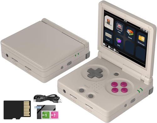 Whatsko RG35XXSP Handheld Spielkonsole mit 5500+ Spielen,Bildschirm Flip 3.5 Zoll IPS Bildschirm Linux System,Unterstützt 5G WiFi Bluetooth 4.2 und HDMI TV-Ausgang,64G TF-Karte(Grau) von Whatsko