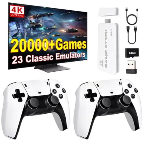 Whatsko 2025 Upgrade Retro Konsole Spielkonsole Game Stick 4K, Retrolink 20000+ Spielen 23 Emulator, HDMI Plug and Play TV Videospiel Stick mit 2 Wireless Controllern, Geschenk für Familien (64G) Whatsko 2025 Upgrade Retro Konsole Spielkonsole Game Stick 4K, Retrolink 20000+ Spielen 23 Emulator, HDMI Plug and Play TV Videospiel Stick mit 2 Wireless Controllern, Geschenk für Familien (64G) von Whatsko
