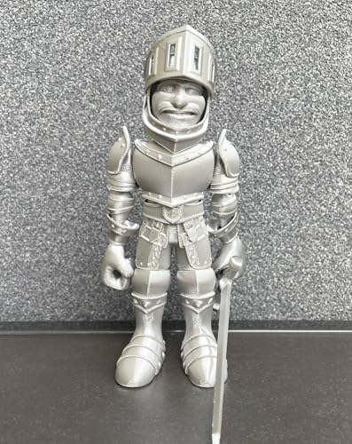 Whattiho 3D-gedruckte Ritter-Actionfigur - 16,5 cm hohe, bewegliche Figur mit Schwert, perfekte Schreibtischdekoration und einzigartiges Geschenk für Ritterliebhaber (Argent) von Whattiho