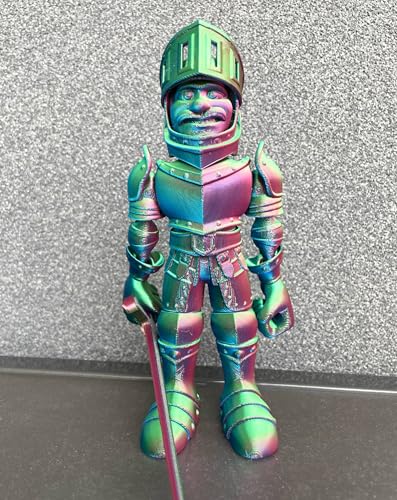 Whattiho 3D-gedruckte Ritter-Actionfigur - 16,5 cm hohe, bewegliche Figur mit Schwert, perfekte Schreibtischdekoration und einzigartiges Geschenk für Ritterliebhaber (Holographique) von Whattiho