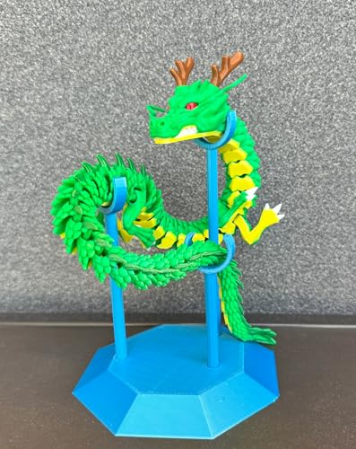 Whattiho Shenron Figur - 45 cm beweglicher 3D-gedruckter Drache mit Ständer, flexible Shenlong Actionfigur für Schreibtischdekoration, Kuchendekoration, Stressabbau-Spielzeug von Whattiho