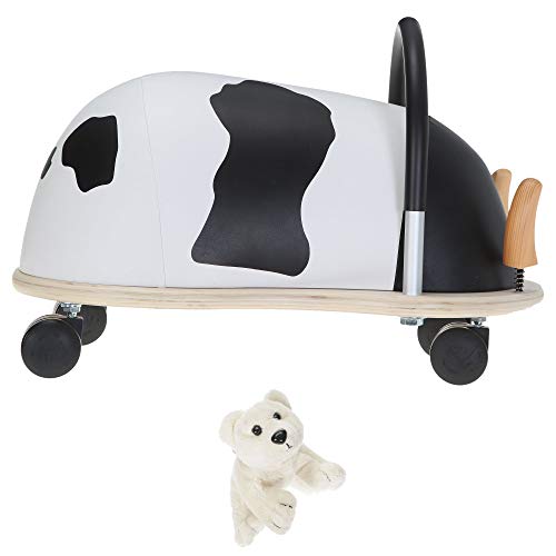 Wheelybug Rutscher 2 Teile Set Kinder Rutschauto Rutschtier Tier Jungen Mädchen Wheely Bug groß oder klein Auswahl + Eisbär Figur (Kuh Groß 3+ mit Eisbär) von Wheelybug