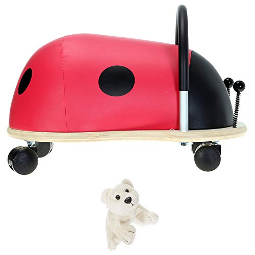 Wheelybug Rutscher 2 Teile Set Kinder Rutschauto Rutschtier Tier Jungen Mädchen Wheely Bug groß oder klein Auswahl + Eisbär Figur (MARIENKÄFER Groß 3+ mit Eisbär) von Wheelybug