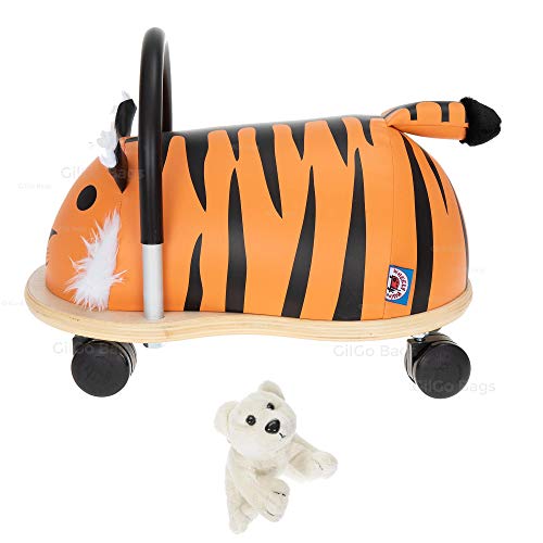 Wheelybug Rutscher 2 Teile Set Kinder Rutschauto Rutschtier Tier Jungen Mädchen Wheely Bug groß oder klein Auswahl + Eisbär Figur (Tiger Klein 1,5+ mit Eisbär) von Wheelybug