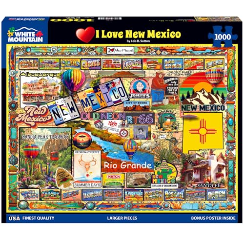 White Mountain I Love New Mexico Puzzle 1000 Teile Vintage Puzzle für Erwachsene und Familien White Mountain I Love New Mexico Puzzle 1000 Teile Vintage Puzzle für Erwachsene und Familien von White Mountain