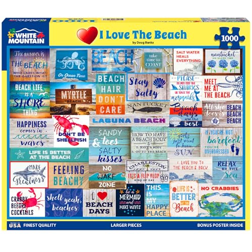 White Mountain I Love The Beach Puzzle 1000 Teile Vintage Sommer Puzzle für Erwachsene und Familien White Mountain I Love The Beach Puzzle 1000 Teile Vintage Sommer Puzzle für Erwachsene und Familien von White Mountain