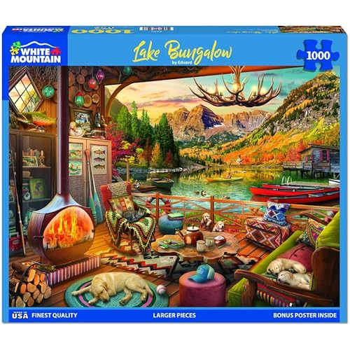 White Mountain Lake Bungalow Puzzle 1000 Teile Vintage Herbst Puzzle für Erwachsene und Familien White Mountain Lake Bungalow Puzzle 1000 Teile Vintage Herbst Puzzle für Erwachsene und Familien von White Mountain