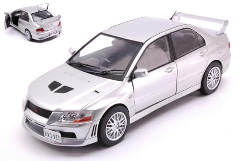 Modell in Maßstab, kompatibel mit Mitsubishi Lancer Evolution VII 2001 Silver RHD 1:24 WHITEBOX WB124204 von Whitebox