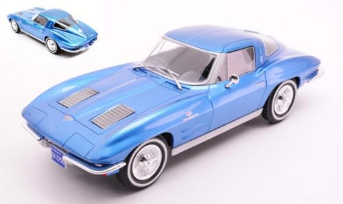 Modell in Maßstab Whitebox kompatibel mit Chevrolet Corvette (C2) Stringgray 1963 Blau 1:24 Modell Scale WB124232 241220 von Whitebox