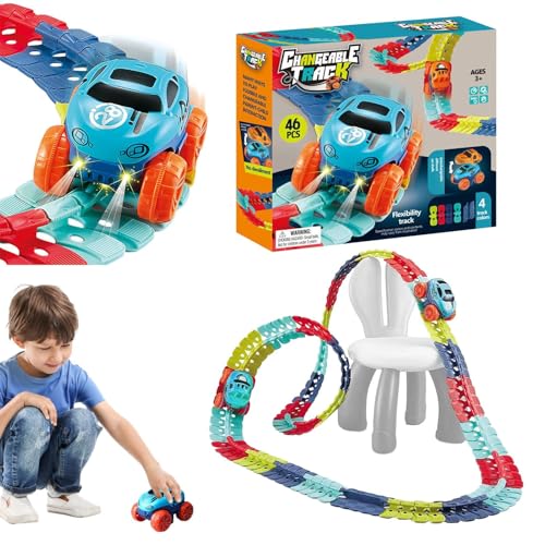 Auto-Rennstrecke - Spielzeug-Rennstrecke, Kinder-Rennstr - Flexibles Spielzeugauto Rennstrecke mit LED-Licht lustig - Kinder liefert elektrisches -Montagespielzeug für Studenten, Mädchen von Whnbuij