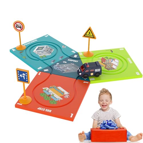 Auto-Strecken-Puzzle für Kinder, Rennwagen-Strecken-Puzzle | Spielzeugauto-Puzzlebrett,Kreativer Zusammenbau von Elektroauto-Schienenspielzeug, lustiges Entwicklungsspielzeug für Kinder, Zuhause von Whnbuij