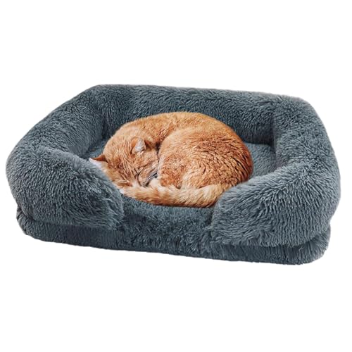 Große Hundebetten – Plüsch-Hundebett, gemütliches Katzennest | Elastisches orthopädisches Haustiersofa, Couchbett mit abnehmbarem, waschbarem Bezug, weicher, flauschiger Oberfläche und rutschfester Un von Whnbuij