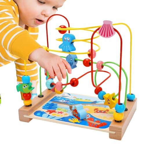 Holzperlen-Labyrinth-Spielzeug – Achterbahn-Perlenlabyrinth, Holz-Achterbahn-Perlenlabyrinth-Spielzeug | Holzspielzeug für Kleinkinder, sensorisches Spieltischspielzeug für , Mädchen, 1–3 Jahre von Whnbuij