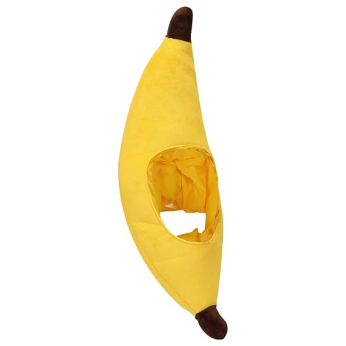 Niedliche Bananenmütze – Gefüllte Bananen-Kopfbedeckung, Bananen-Pelzmütze-Kopfbedeckung | 26,77 x 10,24 Zoll pelziger Bananenhut, bezaubernde Bananen-Kopfbedeckung, süßer Plüsch-Bananenhut, für Urla von Whnbuij