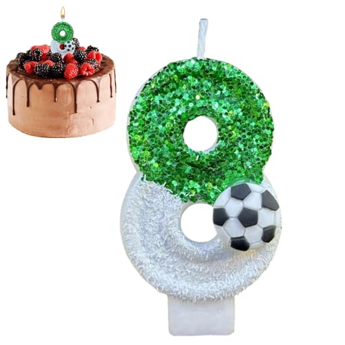 Numerische Kerzen – Numerische Kuchenkerzen, niedliche, mit Pailletten verzierte Kerzen | Entzückende glitzernde Kuchendekorationen mit Fußballmotiv und Zahlen, vielseitige Partygeschenke für Kinder, von Whnbuij