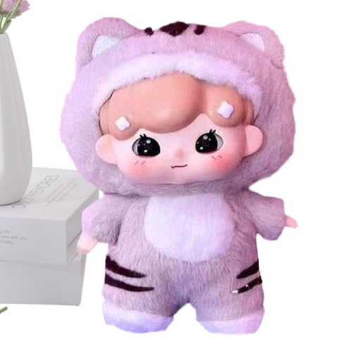 Puppen-Schlüsselanhänger – Kuschelige Mädchen-Plüschpuppe, bezaubernde süße Figur | Anime-Cartoon-Charakter-Tier-Pyjama-Schlüsselanhänger, entzückende Puppe im Pyjama-Outfit-Ornament, perfekt für Sofa von Whnbuij