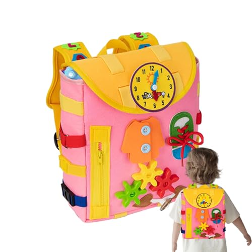 Rucksack für Kleinkinder, Rucksack aus Filz, Busy Toys, Lernspielzeug für Kindergarten, multifunktional, tragbar, für die frühe Entwicklung von Whnbuij