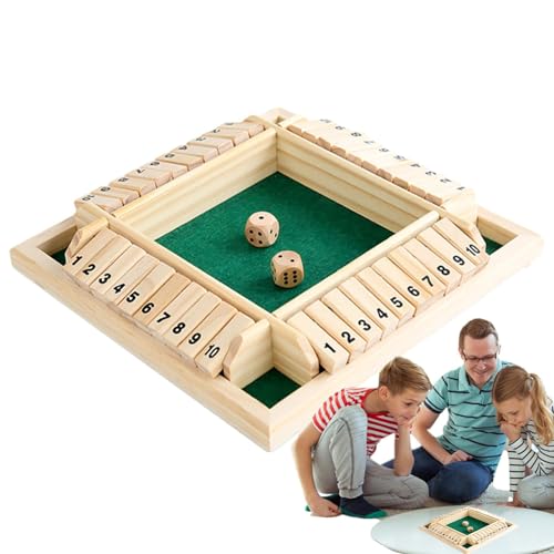 Shut Box Game – Shut the Box Würfelspiel, Strategiespielbox aus Holz | Traditionelles Pub-Bar-Brettspiel aus Holz für 2–4 Spieler, klassisches Tischmarktspiel zum Lernen von Zahlen, Strategie und Risi von Whnbuij