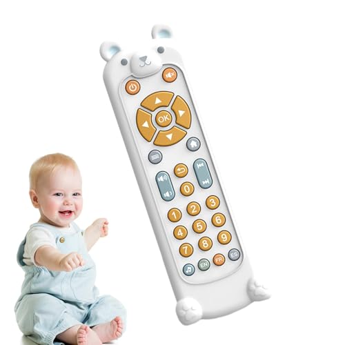 TV-Fernbedienungsspielzeug für Babys,Fernbedienungsspielzeug für Kleinkinder - Niedliches Lern-Musikspielzeug in Tierform,3 Sprachen (Englisch, Spanisch und Französisch) Lernspielzeug mit Geräuschen f von Whnbuij