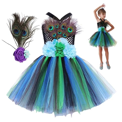 Vogelkleid – Tutu-Tier-Outfit, süßes Vogel-Prinzessinnenkleid | Kreatives Tier-Vogel-Kostüm, Mesh-Tutu, bequemes Halloween-Kostümkleid mit Kunstfeder-Kopfbedeckung für Mädchen im Alter von 2–12 Jahren von Whnbuij