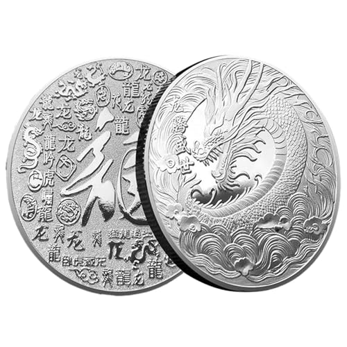 Whnbuij Glückliche Drachenmünzen | Doppelseitige Gold-Silbermünze Jahr des | Traditionelle chinesische -Gedenkmünze für das nächste Neue Jahr Whnbuij Glückliche Drachenmünzen | Doppelseitige Gold-Silbermünze Jahr des | Traditionelle chinesische -Gedenkmünze für das nächste Neue Jahr von Whnbuij