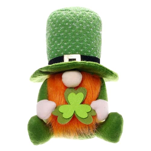 Whnbuij Irische GNOME - grüne Spring Plüschpuppe | Grüne Kobold gesichtsloser Elf Shamrock Stufe Tablettdekor, Kleeverzier Tomte Sammlerfigur für St. Patrick's Day Display von Whnbuij