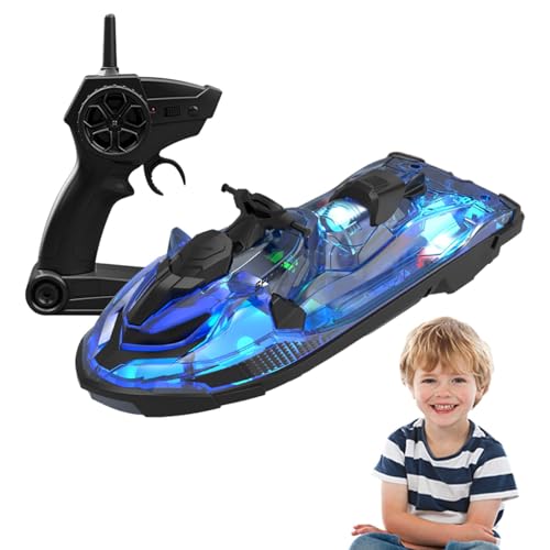 Whnbuij LED-Fernbedienungsboot, Hochgeschwindigkeits-RC-Boot | Rennbootspielzeug 2,4 GHz Starkes Signal | Wasserdichtes See- und Poolspielzeug, beleuchtetes Rennbootspielzeug für Kinder, ab 6 Jahren von Whnbuij