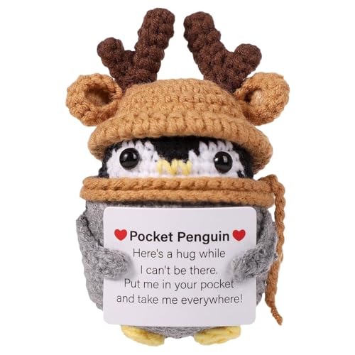 Whnbuij Lustiger positiver Pinguin – Tiere umarmen Taschenpuppe, positive Strickpuppe, kreative Wollkartoffel, 10 x 8 x 12 cm, mit positiven Karten Whnbuij Lustiger positiver Pinguin – Tiere umarmen Taschenpuppe, positive Strickpuppe, kreative Wollkartoffel, 10 x 8 x 12 cm, mit positiven Karten von Whnbuij